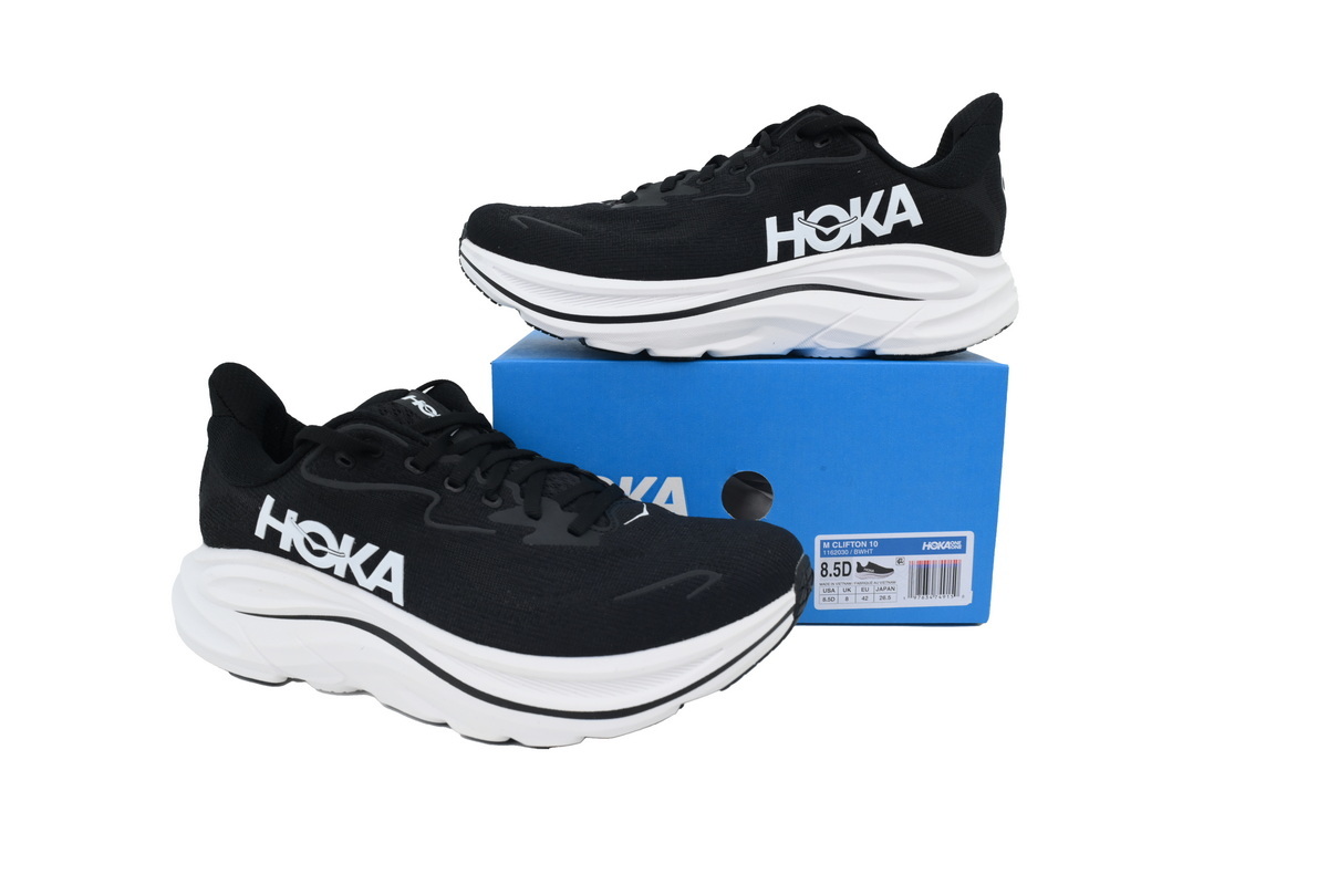  Wmns HOKA  Clifton 10 Wide 'Black White'1162050-BWHT