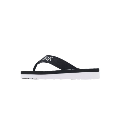 Shawn Stussy x Dior Embroidery Flip Flops White Black 01