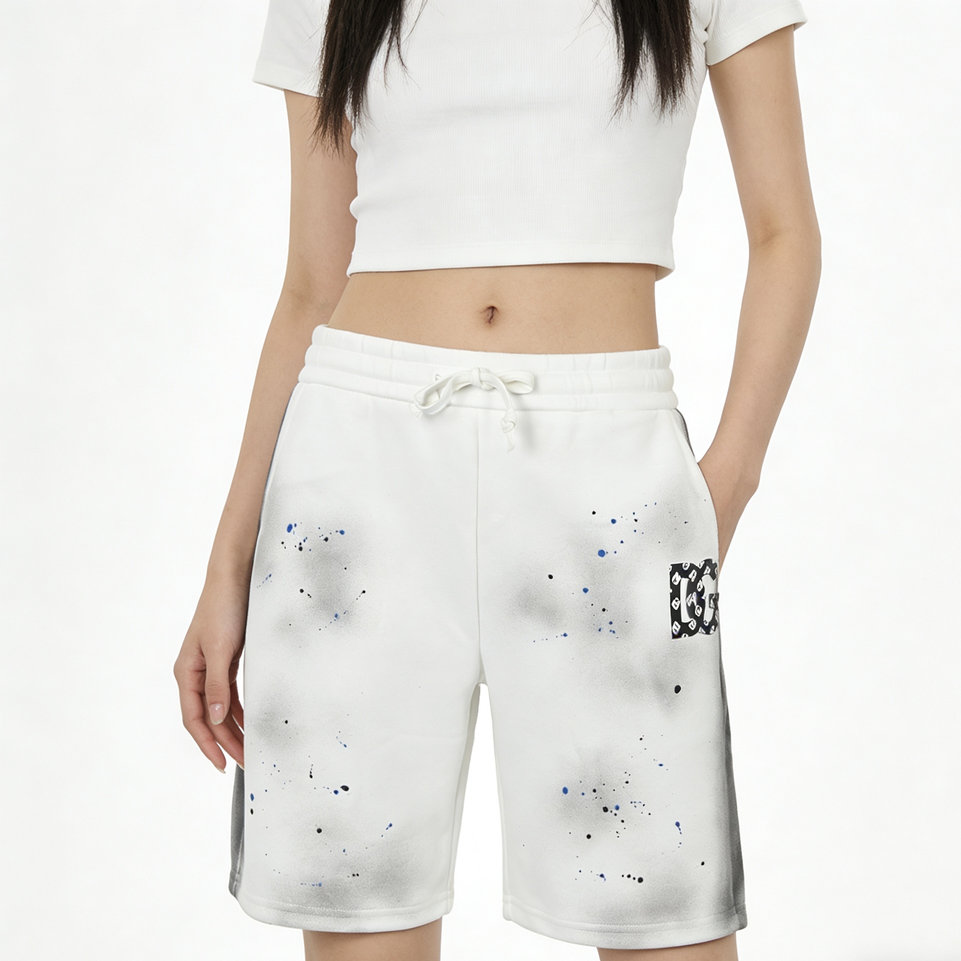 Dolce & Gabbana Rubber Print Logo White Vintage Shorts 