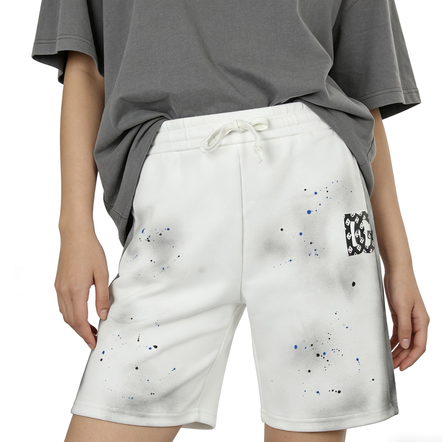 Dolce & Gabbana Rubber Print Logo White Vintage Shorts 