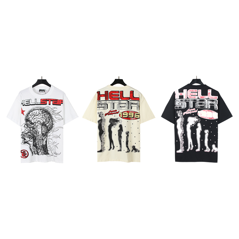 Hellstar Portrait Graphic Loose Short Sleeve Tee White/Black/Beige