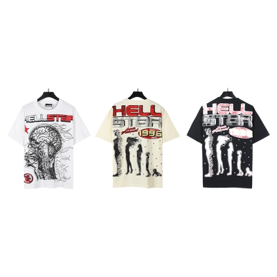 Hellstar Portrait Graphic Loose Short Sleeve Tee White/Black/Beige 02