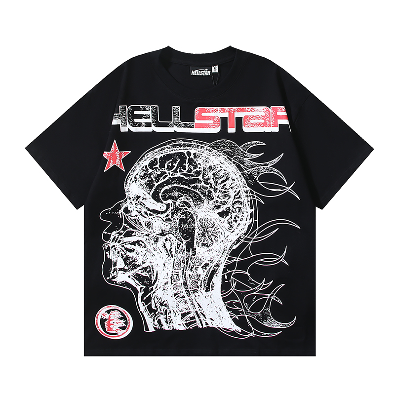 Hellstar Portrait Graphic Loose Short Sleeve Tee White/Black/Beige