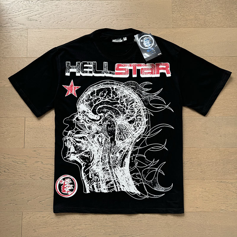 Hellstar Portrait Graphic Loose Short Sleeve Tee White/Black/Beige