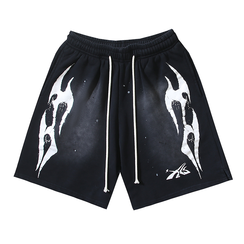 Hellstar Washed Ink Splash Distressed Shorts