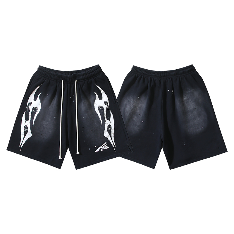 Hellstar Washed Ink Splash Distressed Shorts