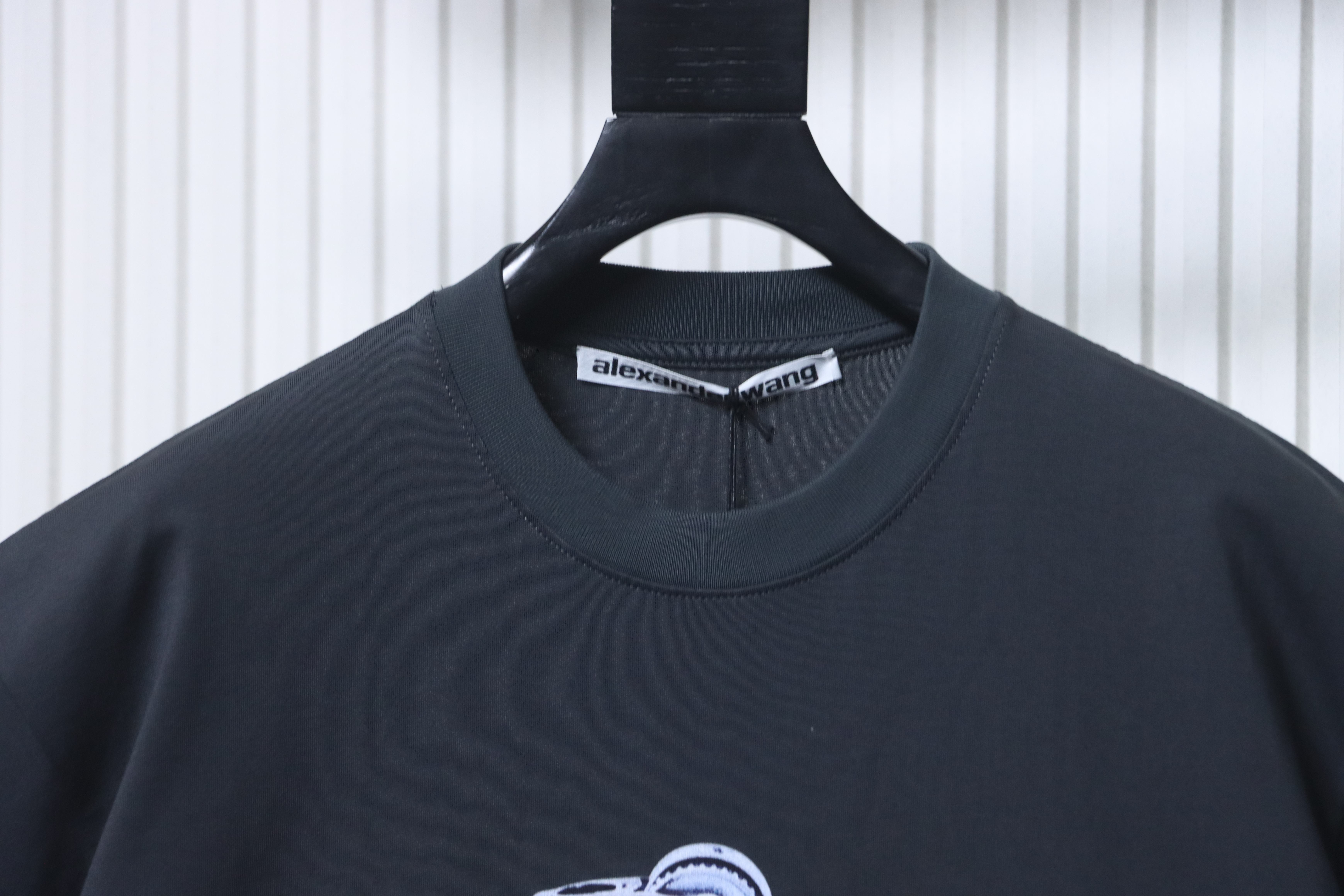 Alexander Wang 2026 New Season Lighter Trend Graphic Print Black Short Sleeve T-Shirt