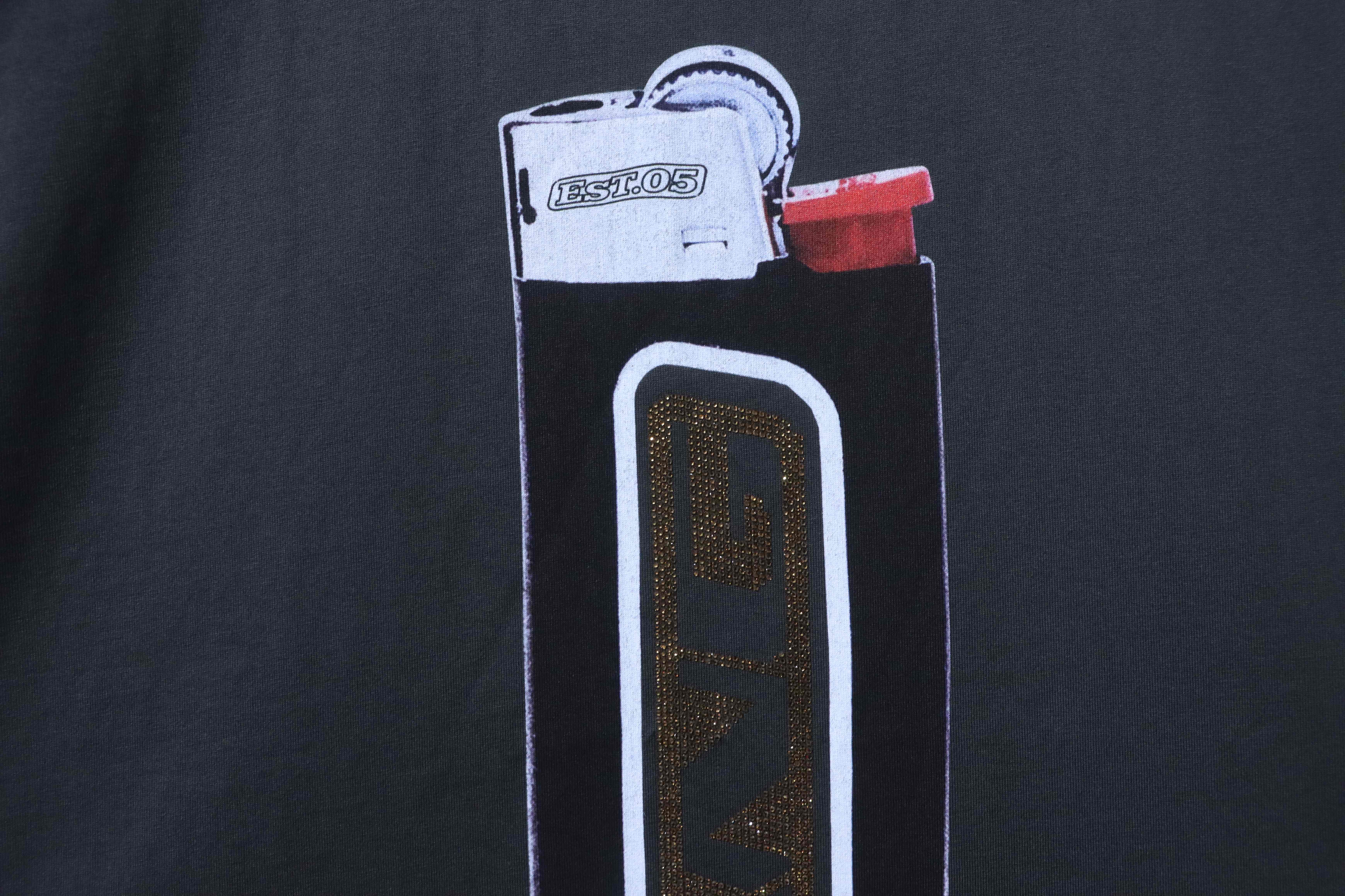Alexander Wang 2026 New Season Lighter Trend Graphic Print Black Short Sleeve T-Shirt