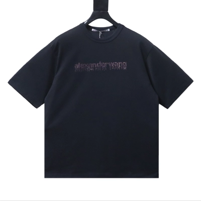 Alexander Wang 26SS Crystal Letter Black Short Sleeve T-Shirt 01