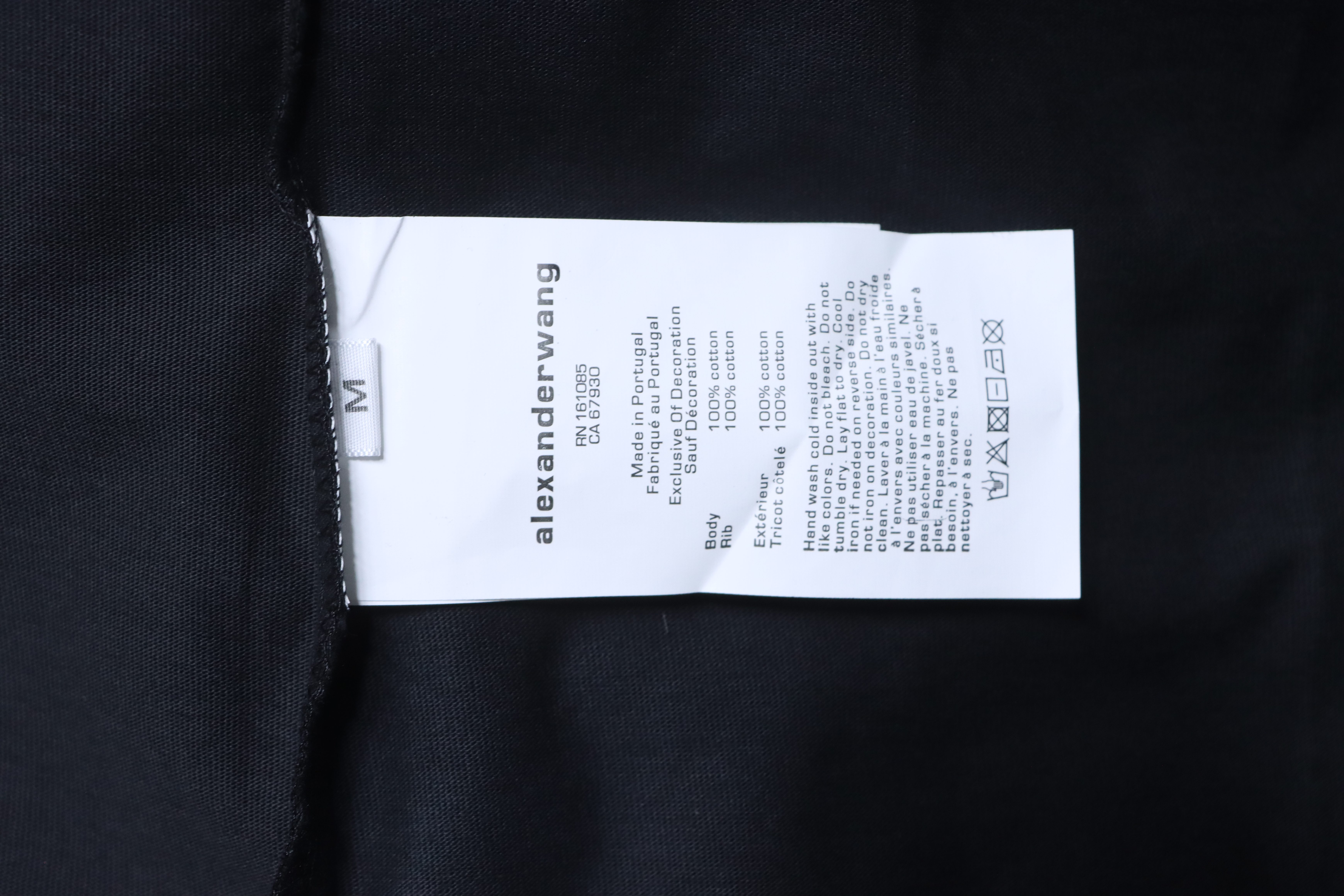 Alexander Wang 26SS Crystal Letter Black Short Sleeve T-Shirt