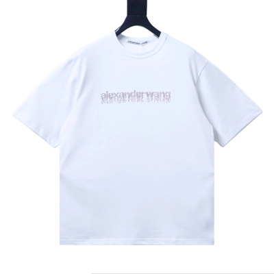 Alexander Wang 26SS Crystal Letter White Short Sleeve T-Shirt 01