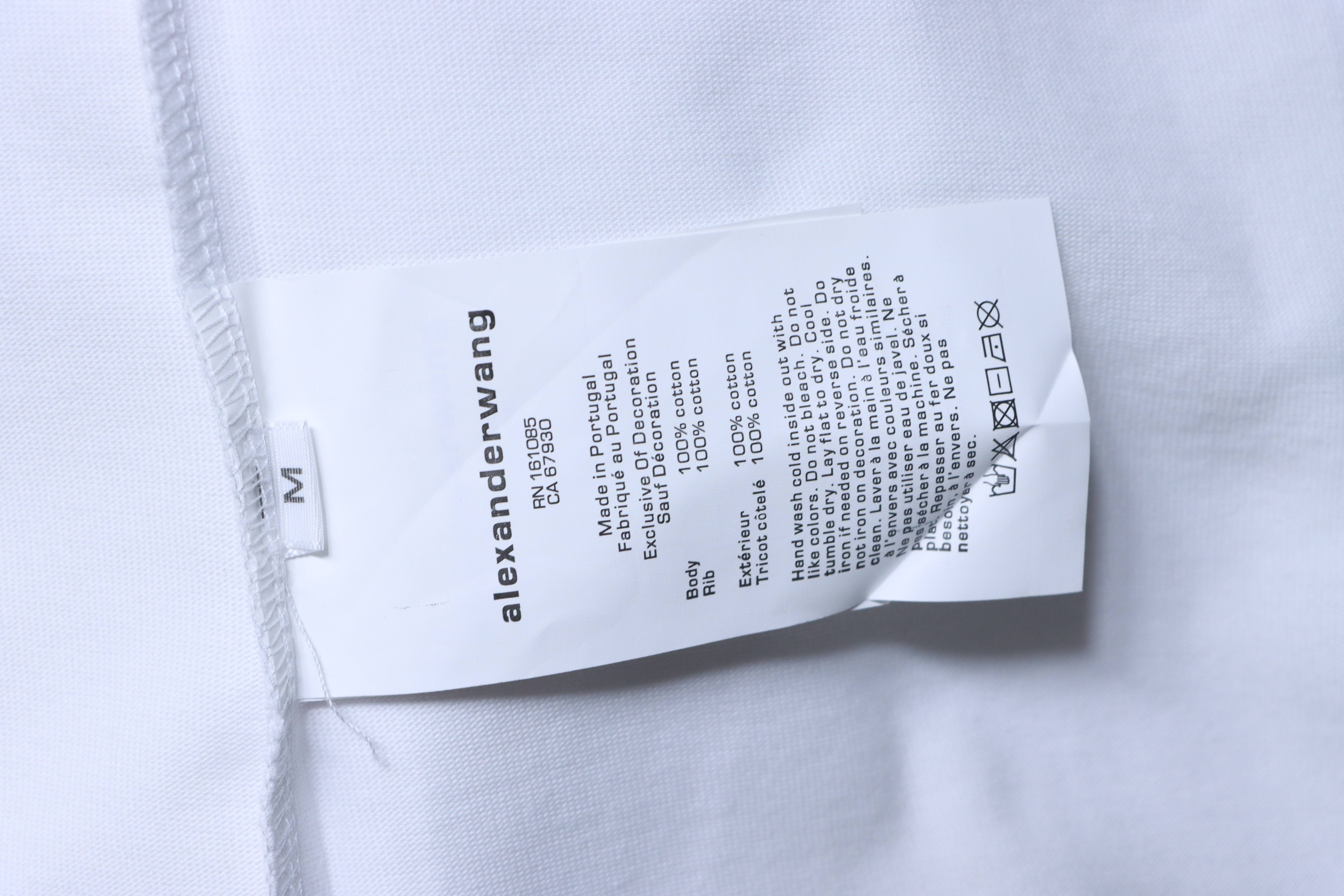 Alexander Wang 26SS Crystal Letter White Short Sleeve T-Shirt