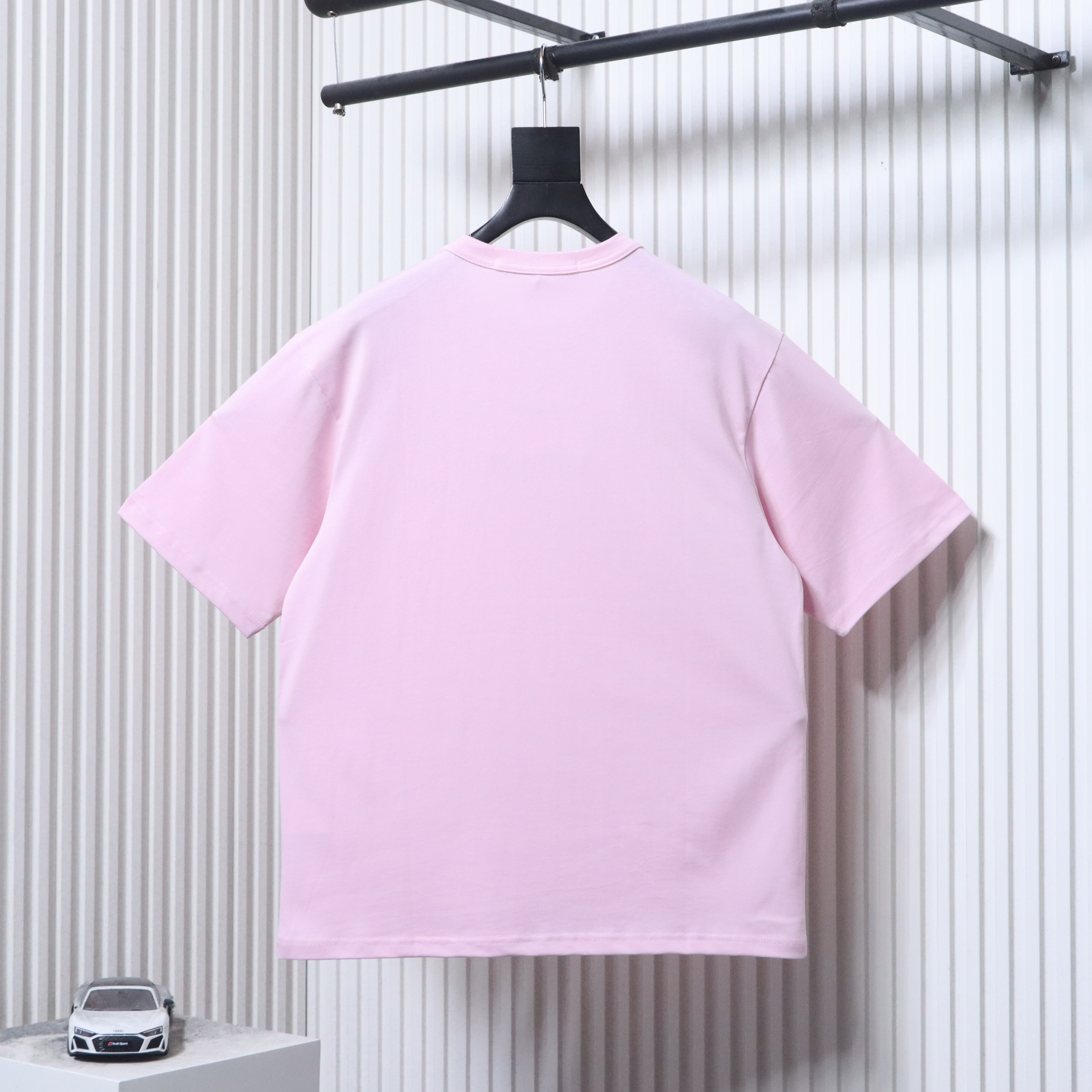 Alexander Wang 26SS Crystal Letter Pink Short Sleeve T-Shirt