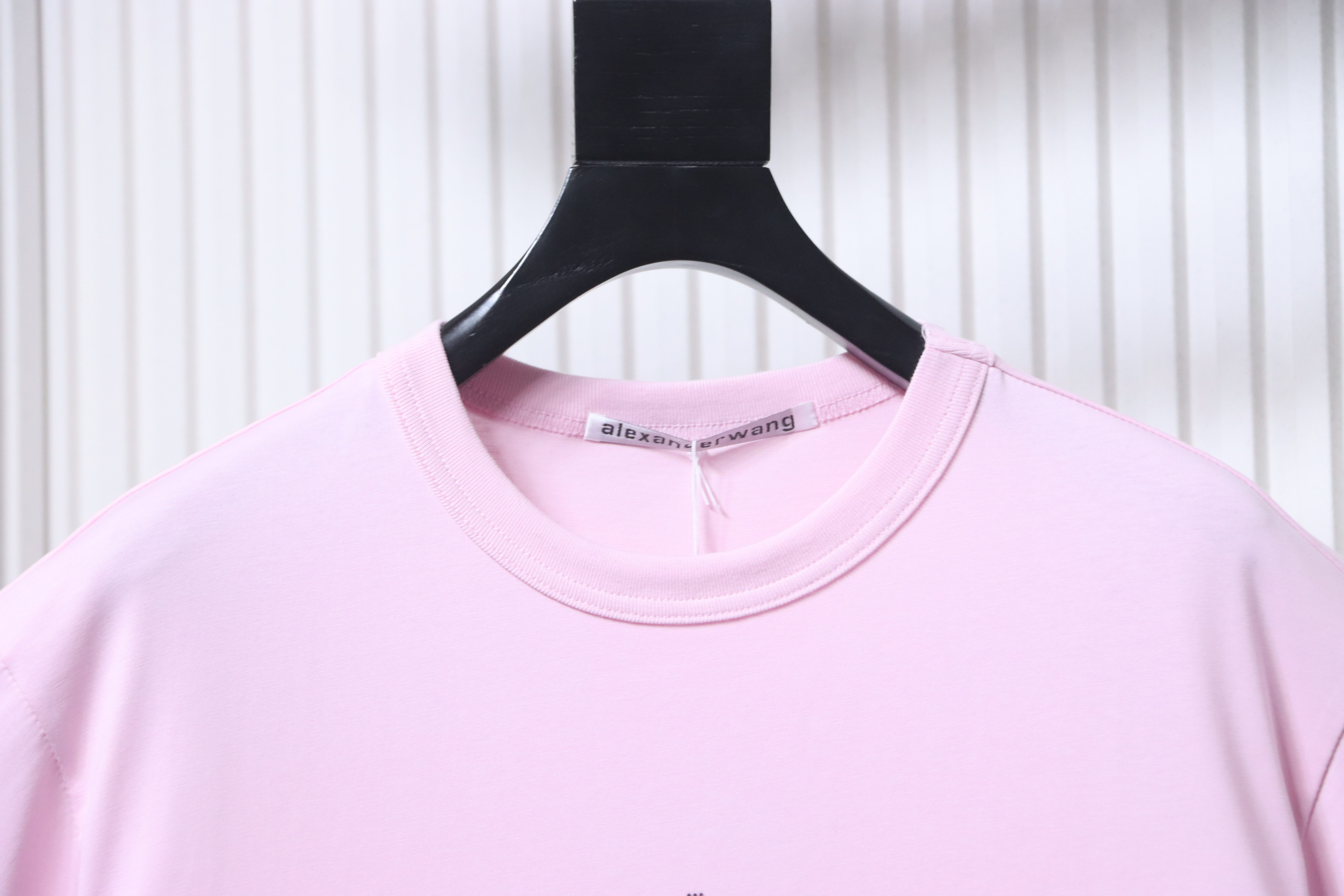Alexander Wang 26SS Crystal Letter Pink Short Sleeve T-Shirt