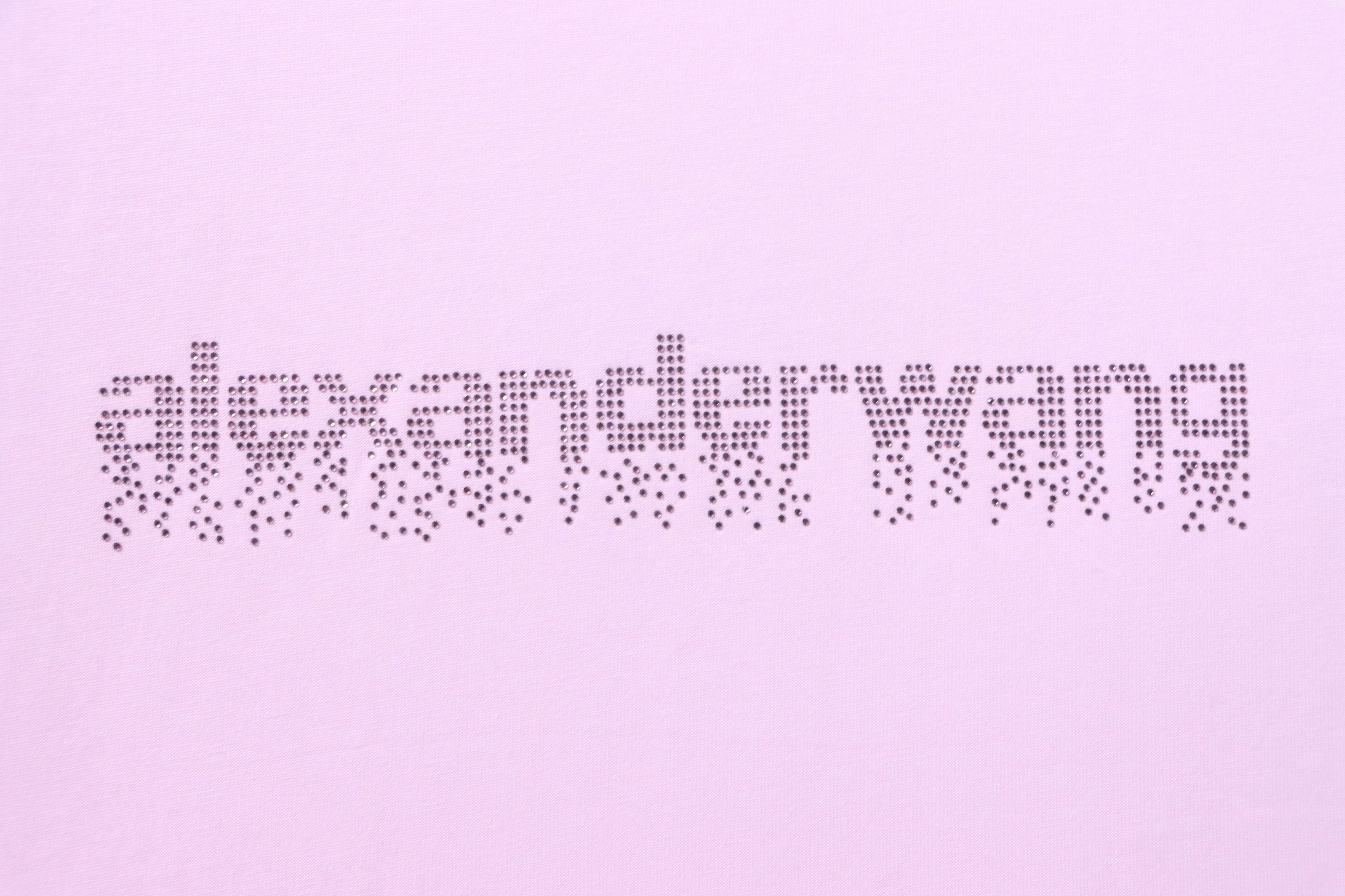 Alexander Wang 26SS Crystal Letter Pink Short Sleeve T-Shirt