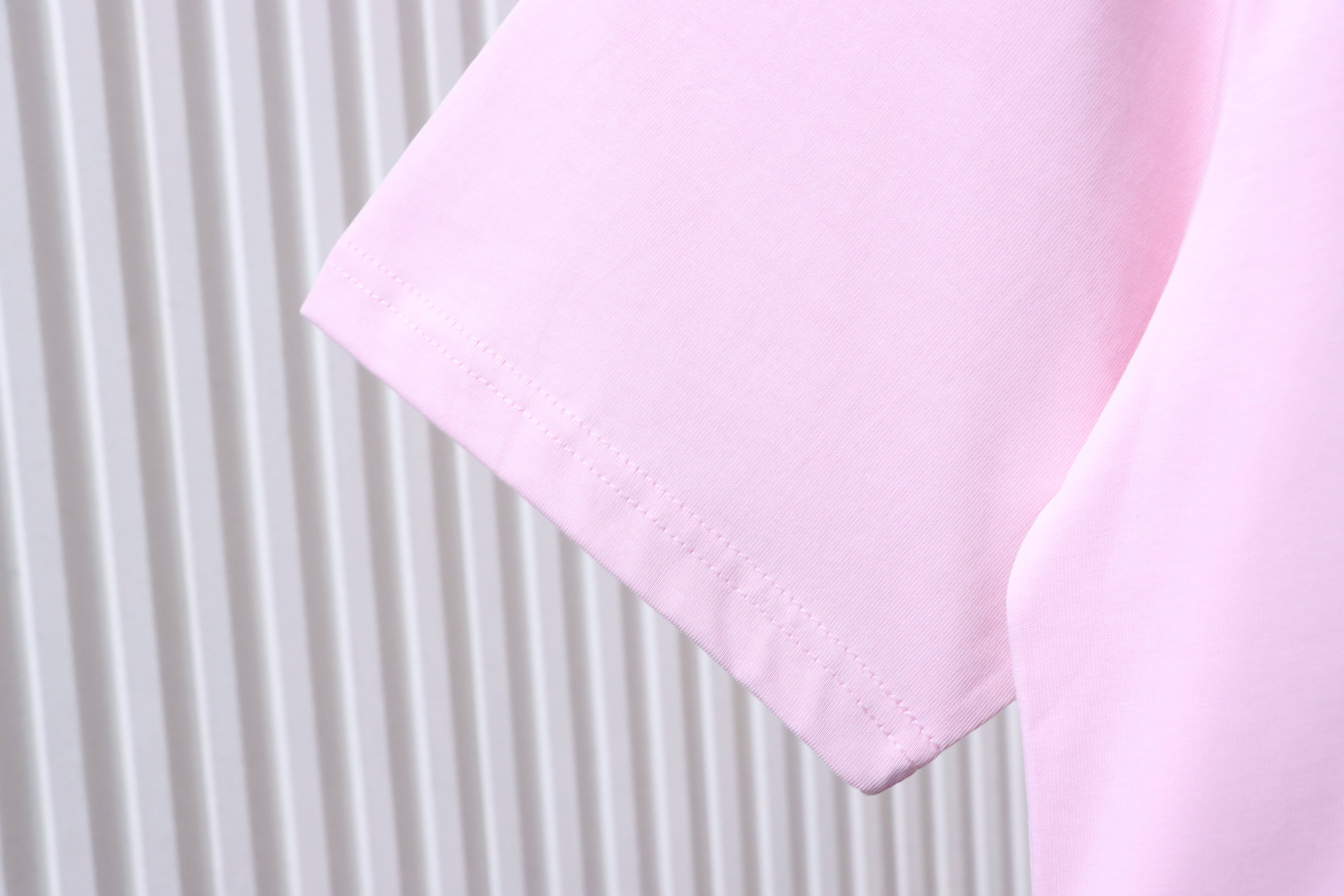 Alexander Wang 26SS Crystal Letter Pink Short Sleeve T-Shirt