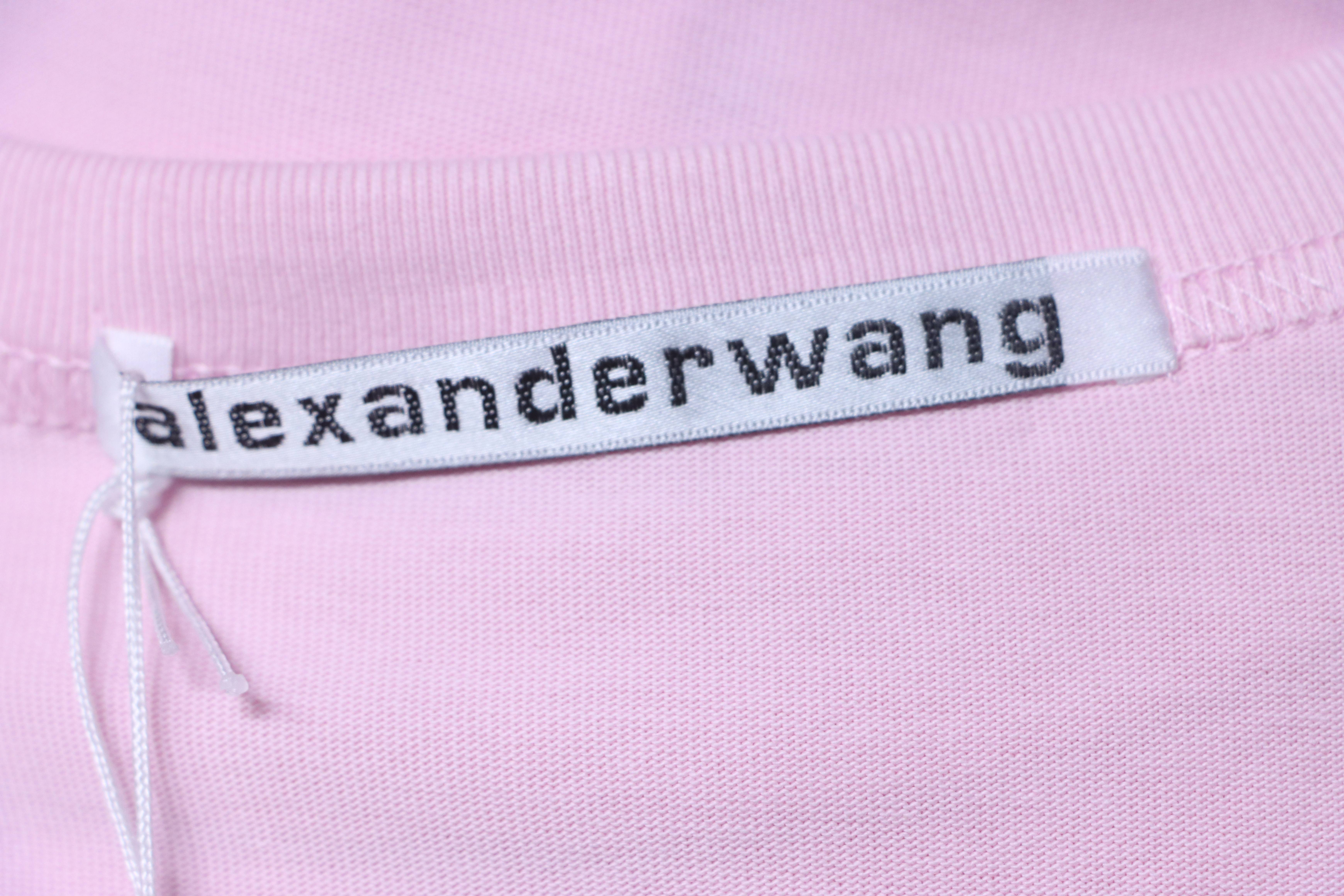 Alexander Wang 26SS Crystal Letter Pink Short Sleeve T-Shirt