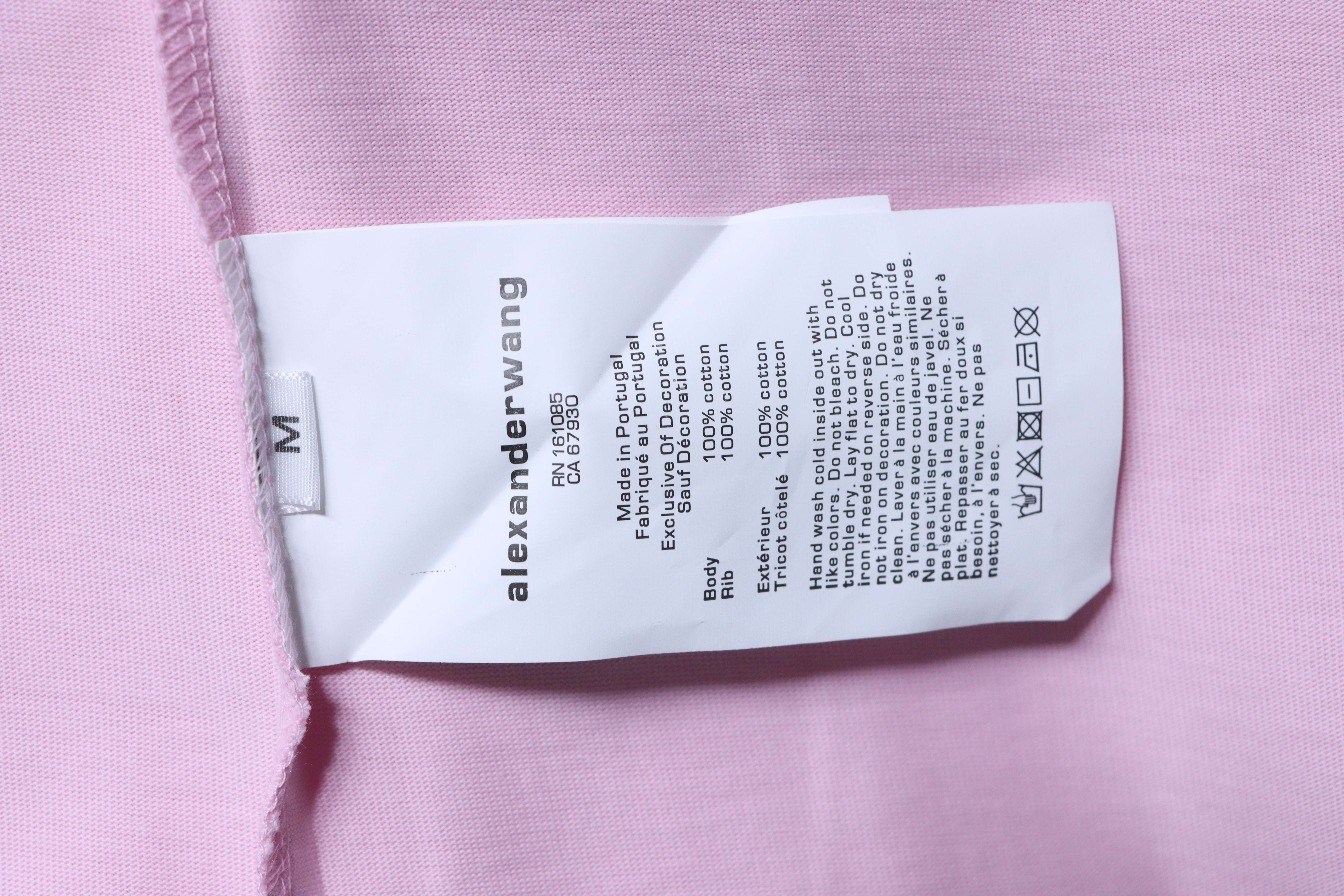 Alexander Wang 26SS Crystal Letter Pink Short Sleeve T-Shirt