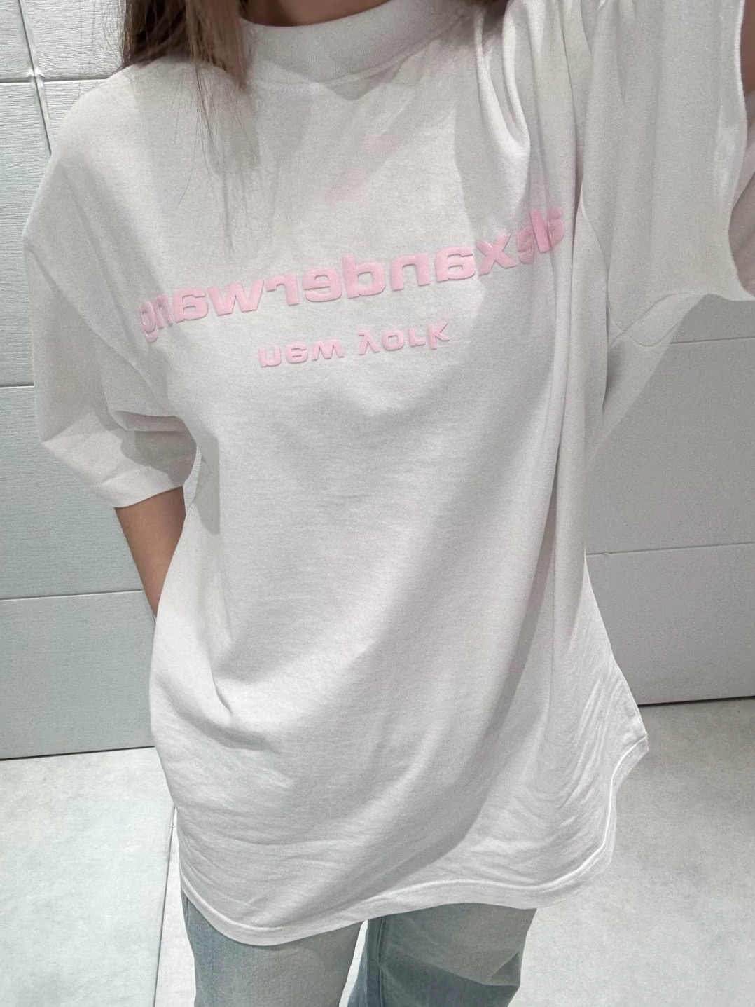 Alexander Wang 26SS Foam White Letter Short Sleeve