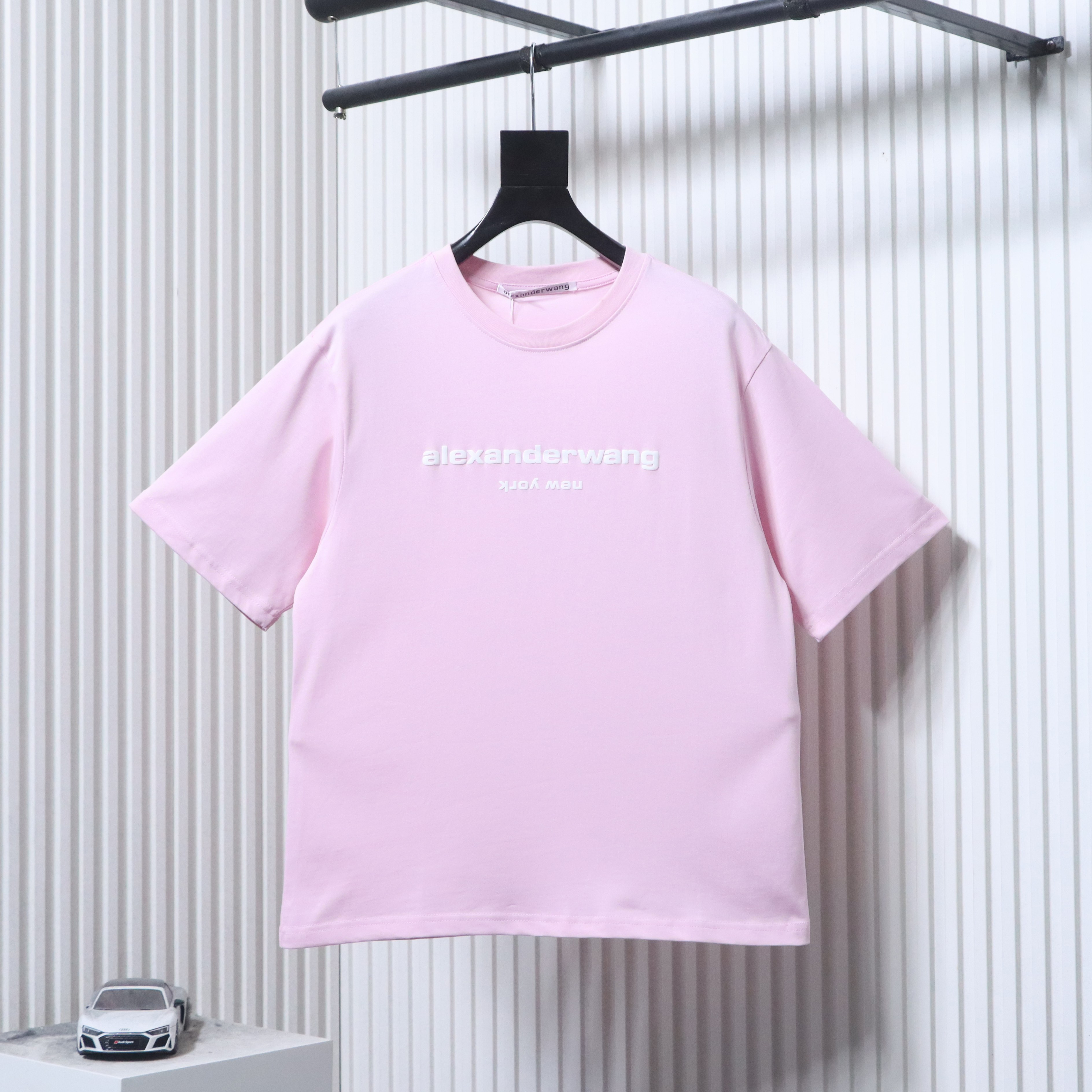 Alexander Wang 26SS Foam Letter Pink Short Sleeve T-Shirt