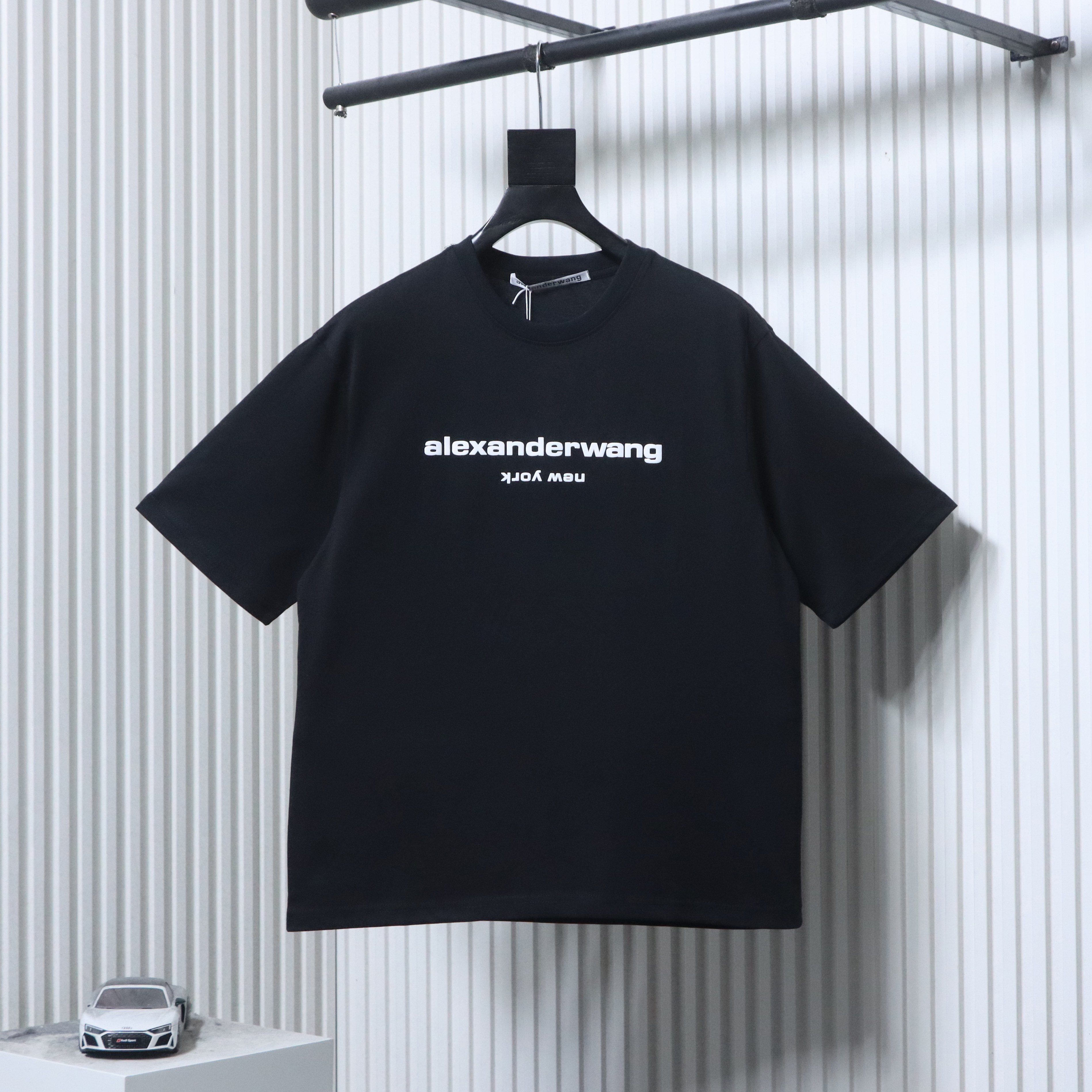 Alexander Wang 26SS Foam Letter Black Short Sleeve T-Shirt