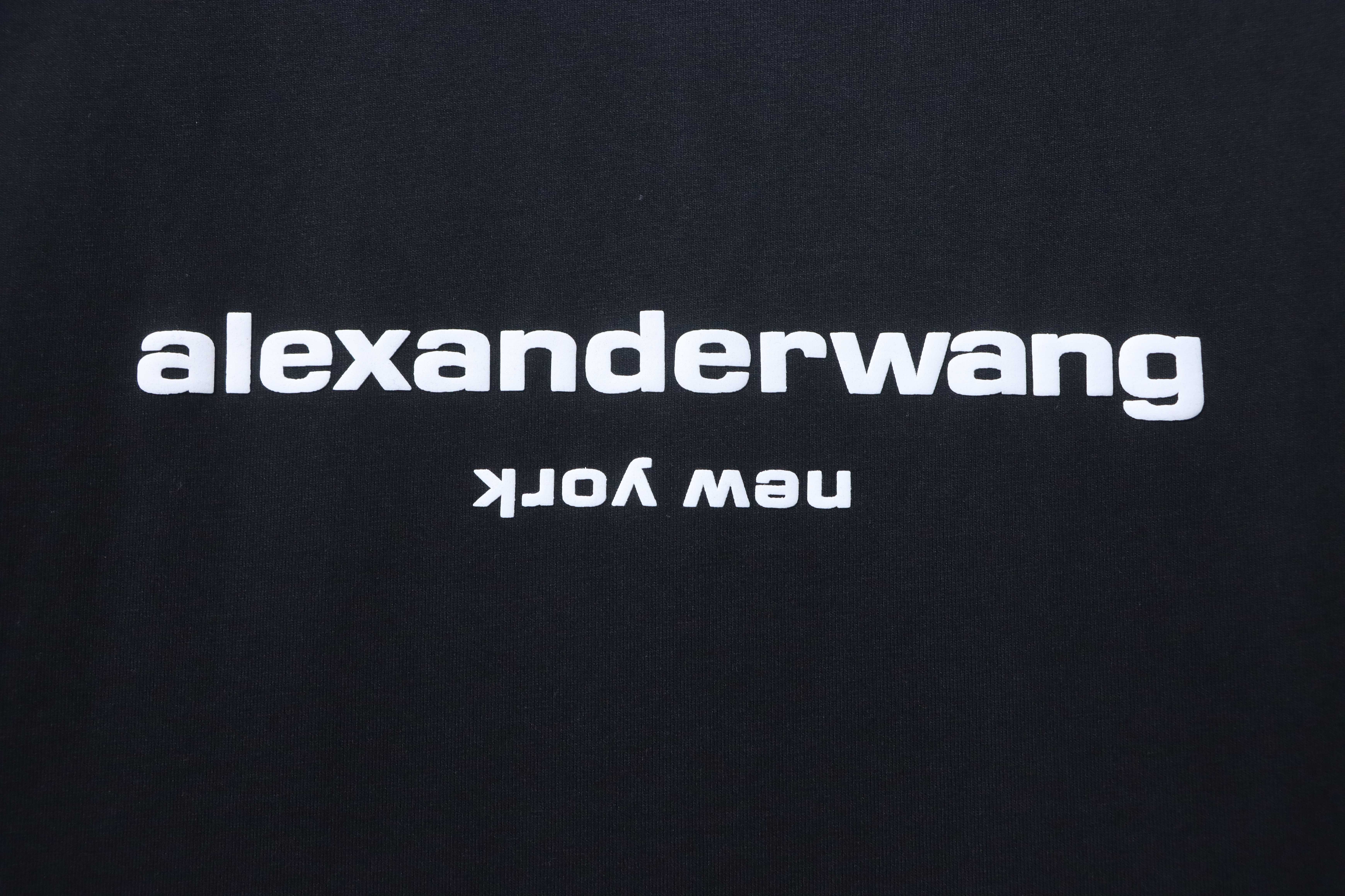 Alexander Wang 26SS Foam Letter Black Short Sleeve T-Shirt