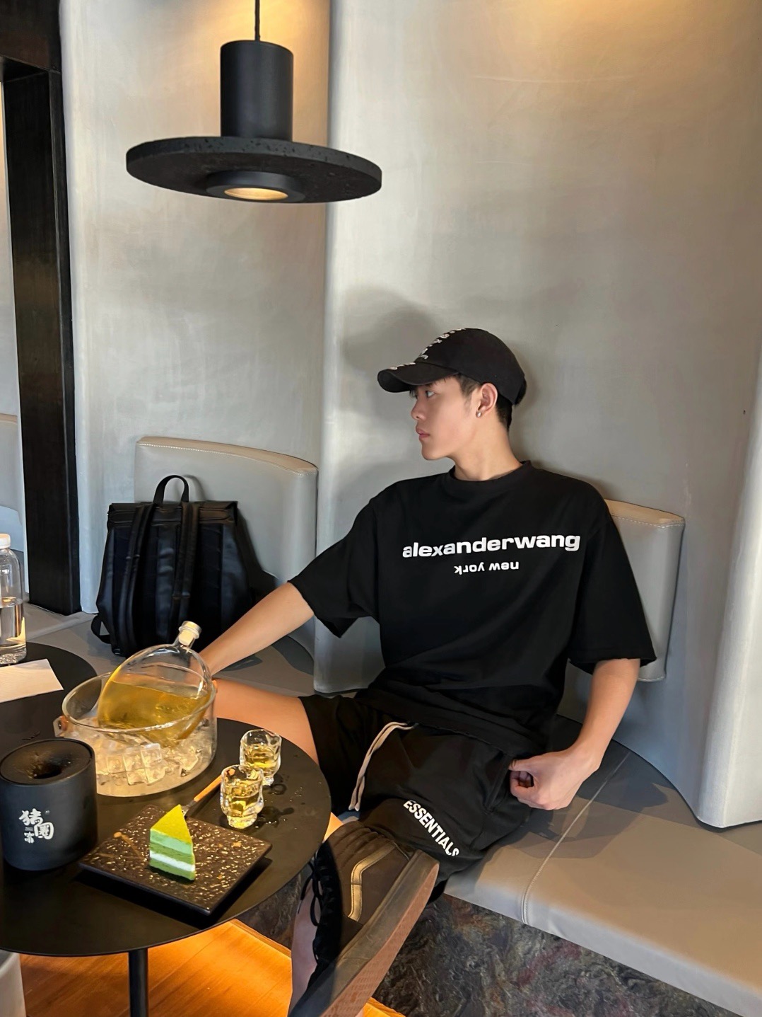 Alexander Wang 26SS Foam Letter Black Short Sleeve T-Shirt