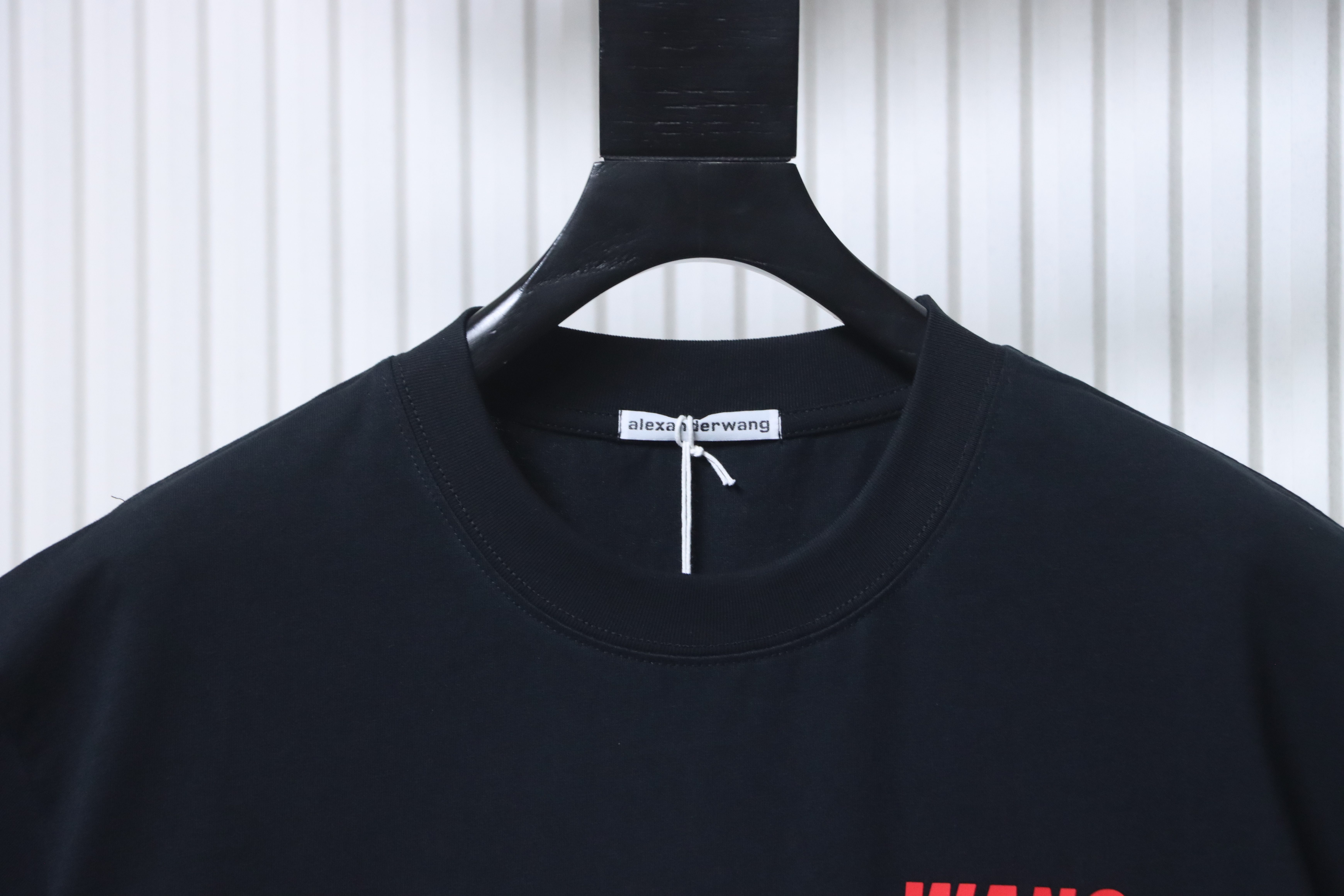 Alexander Wang 26SS Red Letter Black Short Sleeve T-Shirt