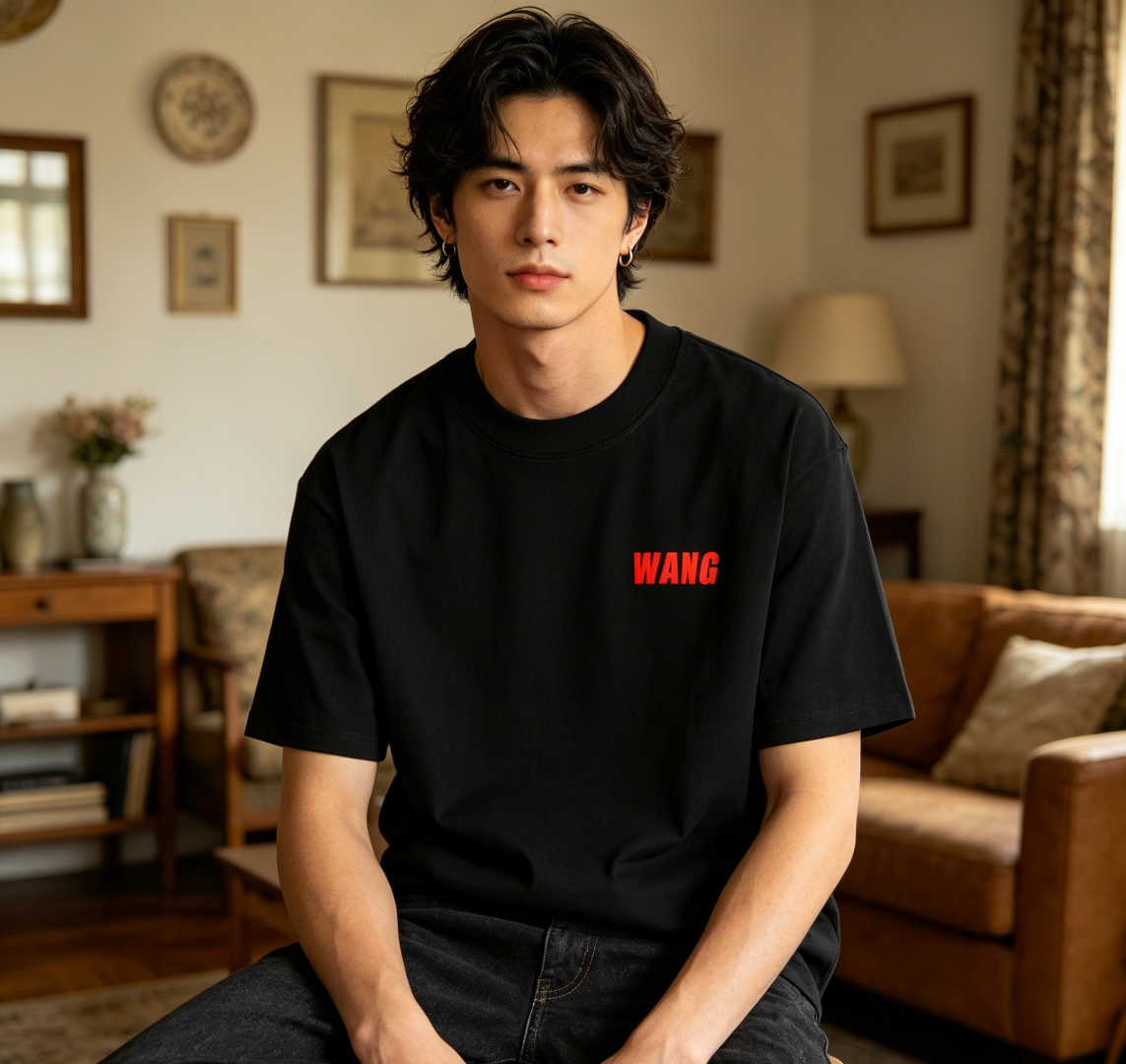 Alexander Wang 26SS Red Letter Black Short Sleeve T-Shirt