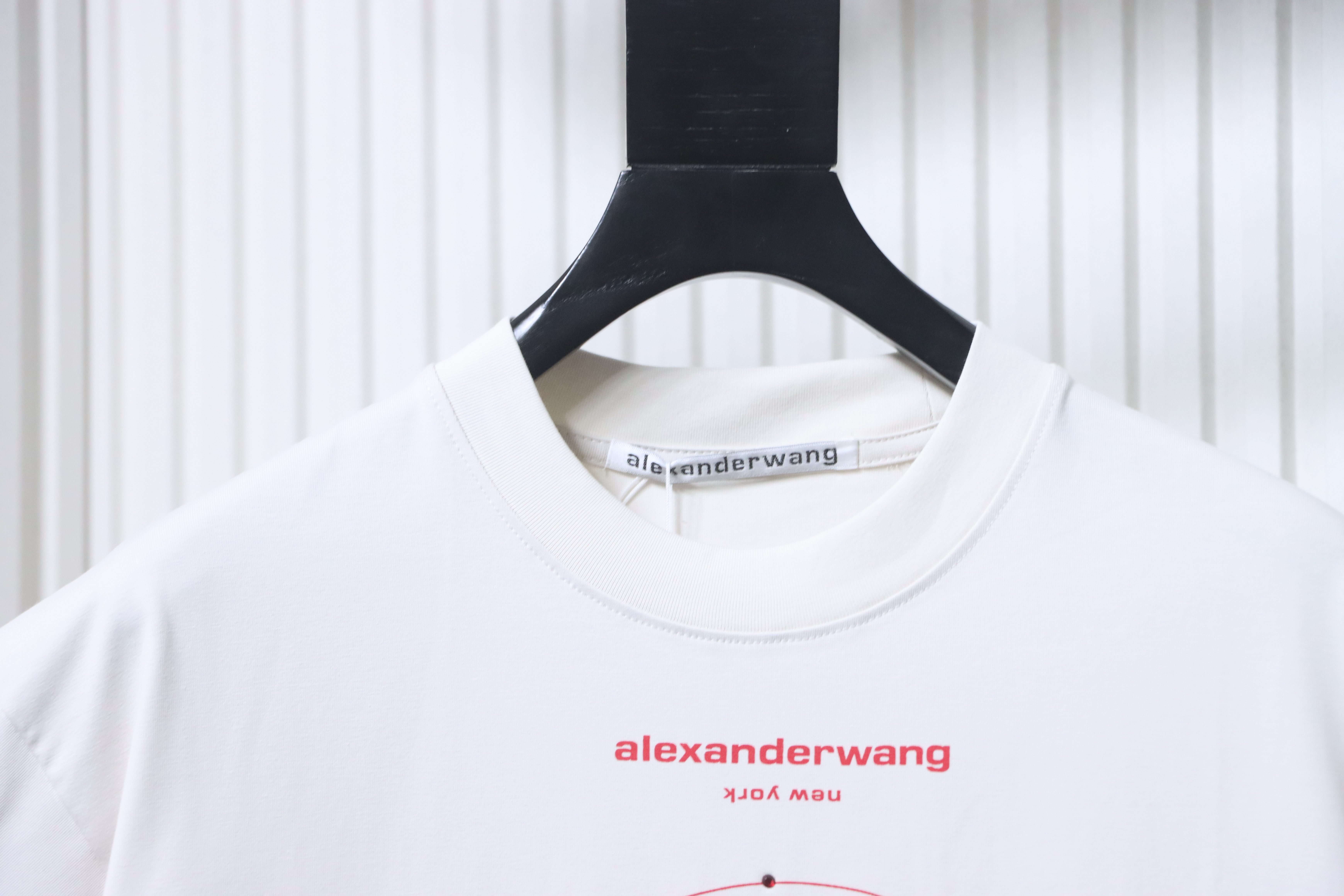 Alexander Wang AW Logo Crystal Letter Human Head Graphic Print Short Sleeve T-Shirt