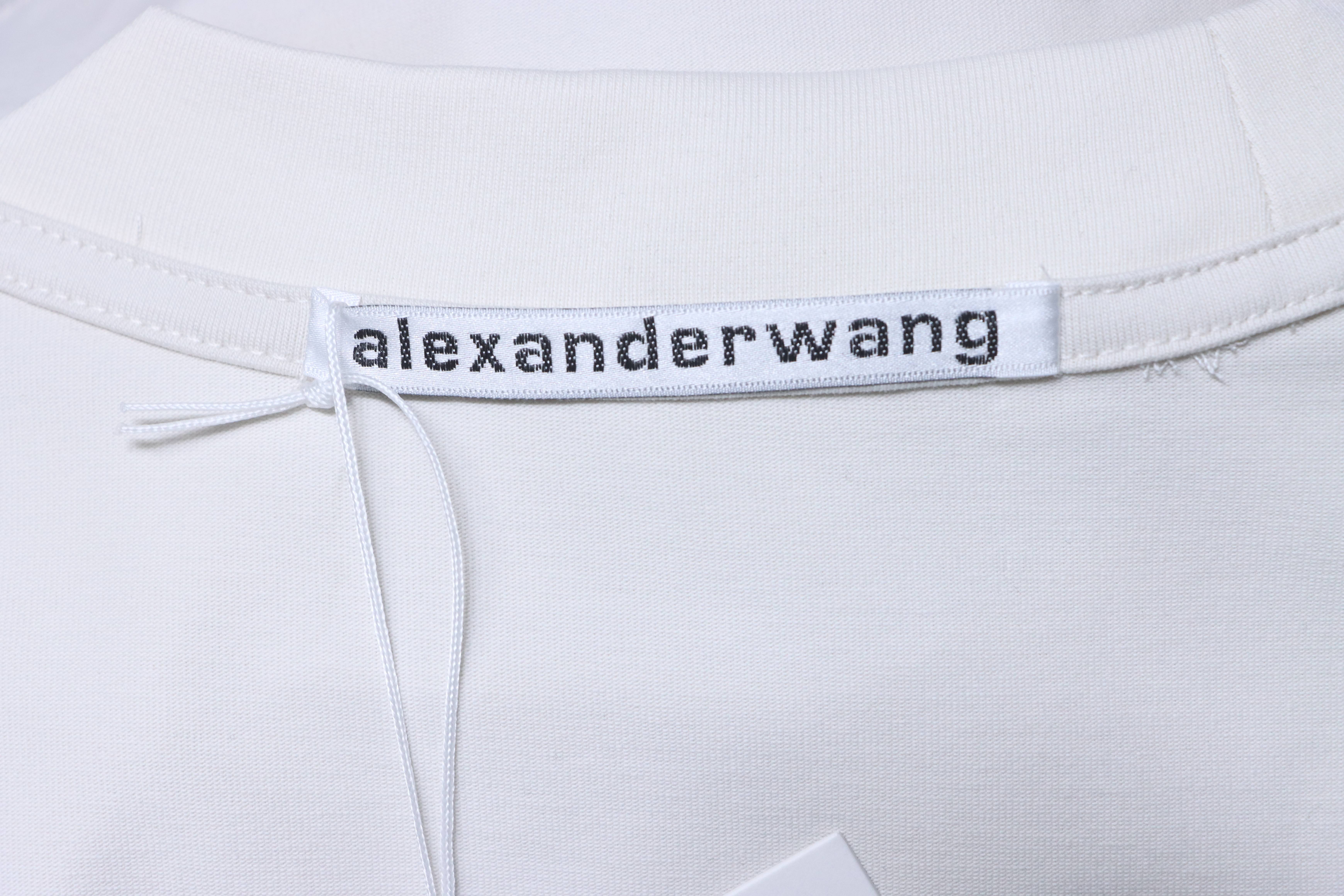 Alexander Wang AW Logo Crystal Letter Human Head Graphic Print Short Sleeve T-Shirt