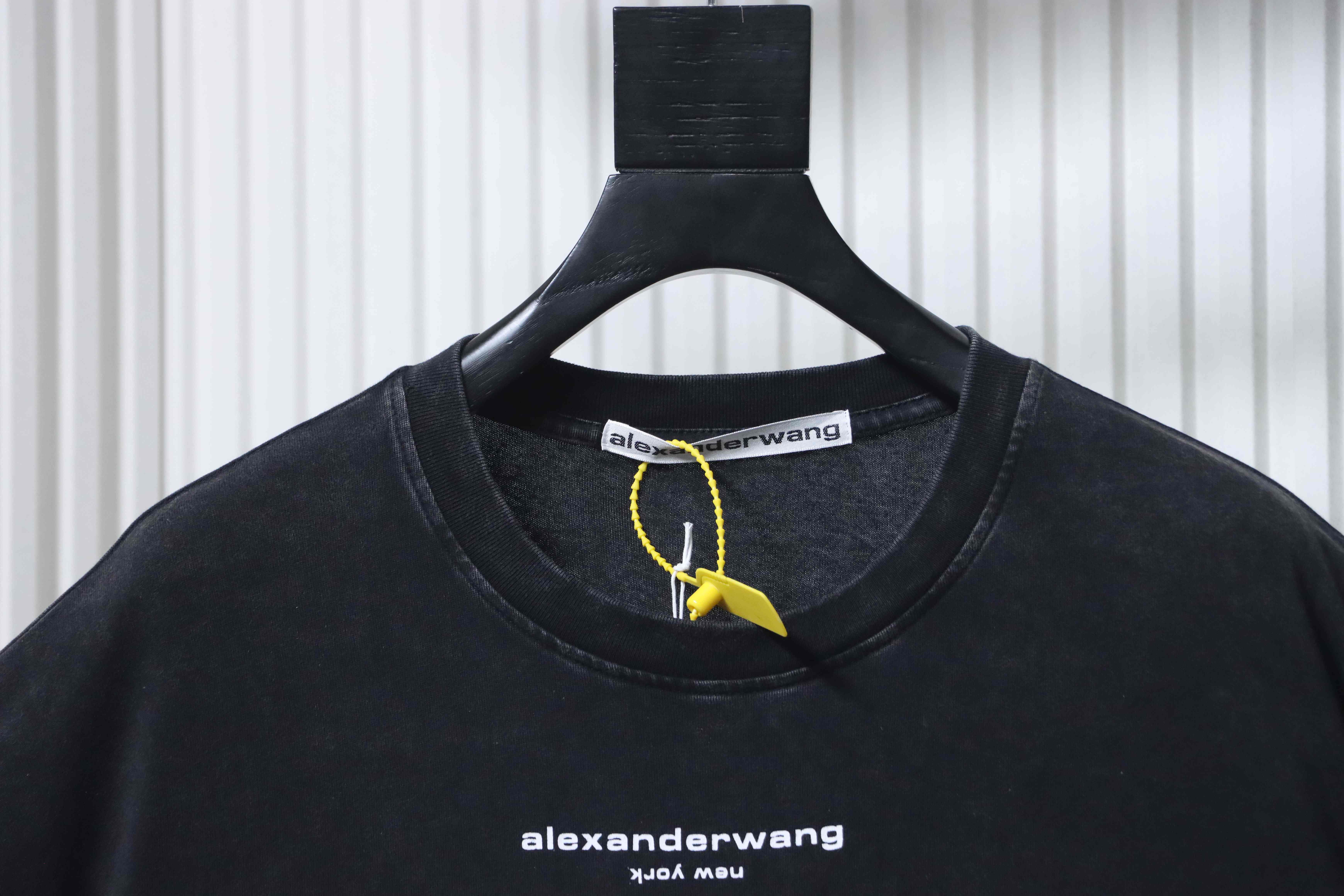 Alexander Wang AW Logo Crystal Letter Human Head Graphic Print Short Sleeve T-Shirt
