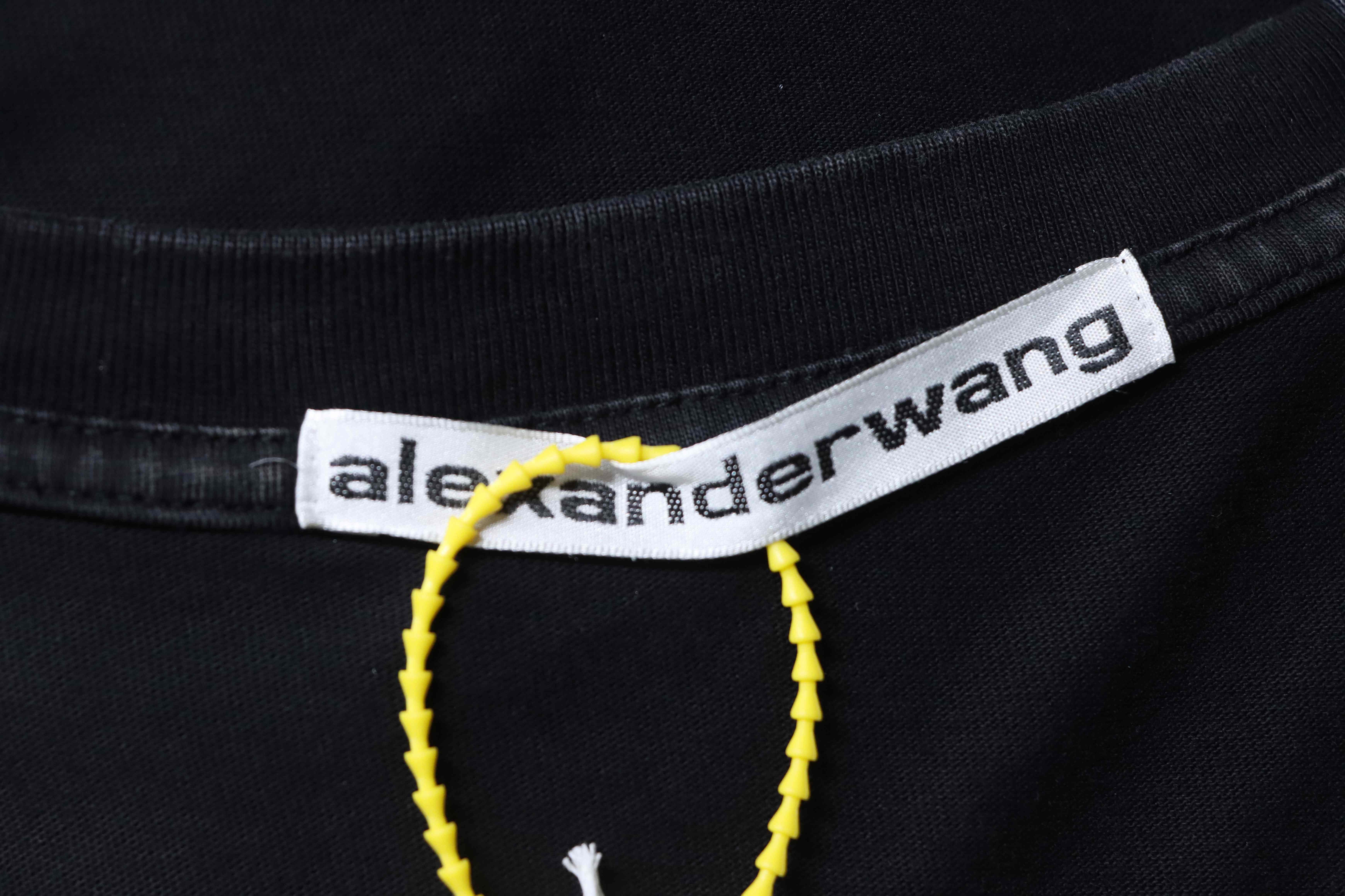 Alexander Wang AW Logo Crystal Letter Human Head Graphic Print Short Sleeve T-Shirt