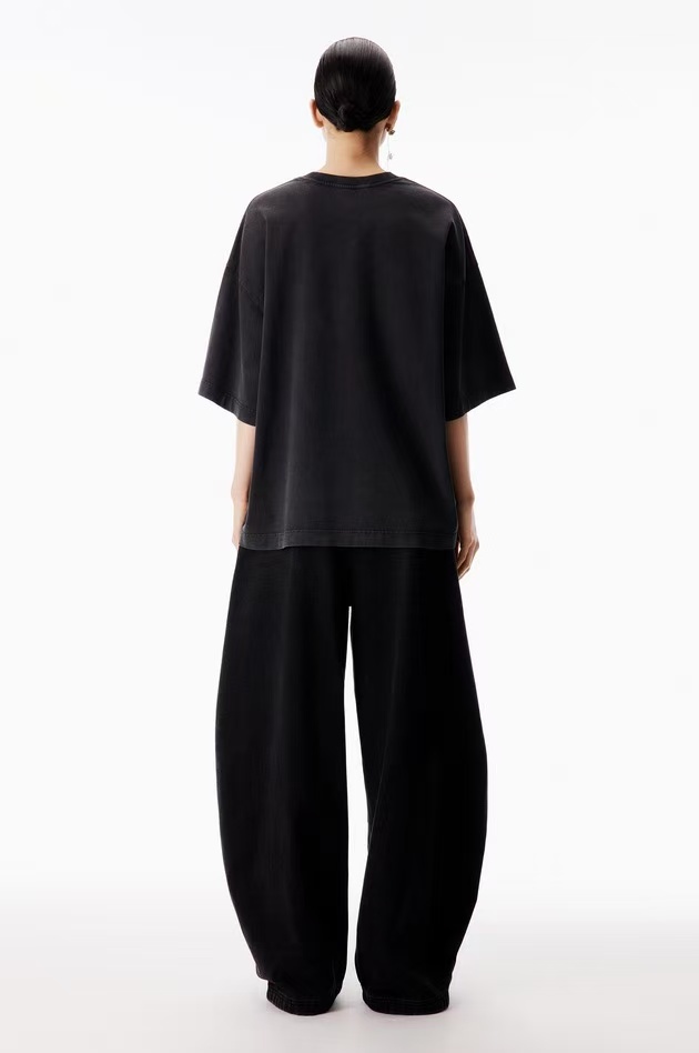 Alexander Wang AW Logo Crystal Letter Human Head Graphic Print Short Sleeve T-Shirt