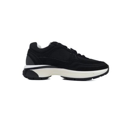 Chanel Fabric Laminated Low Top Sneakers Black 01