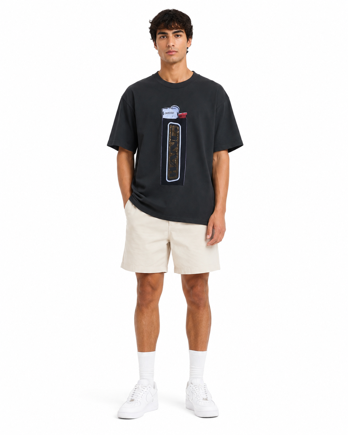 Alexander Wang 2026 New Season Lighter Trend Graphic Print Black Short Sleeve T-Shirt
