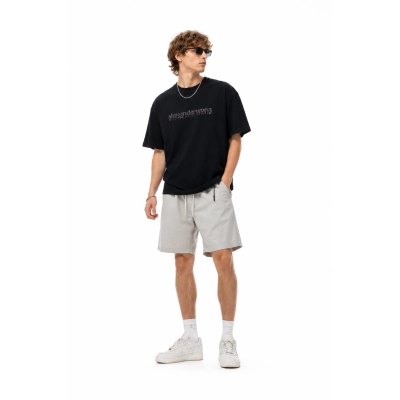 Alexander Wang 26SS Crystal Letter Black Short Sleeve T-Shirt 01