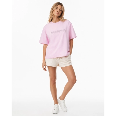 Alexander Wang 26SS Crystal Letter Pink Short Sleeve T-Shirt 01