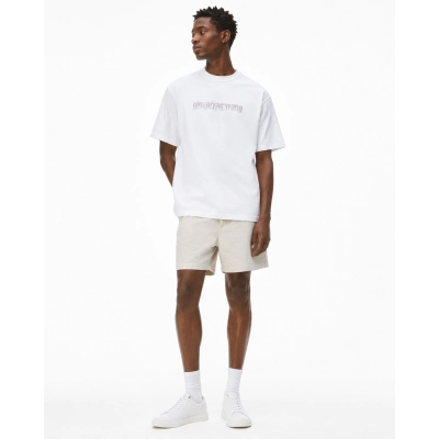 Alexander Wang 26SS Crystal Letter White Short Sleeve T-Shirt 01