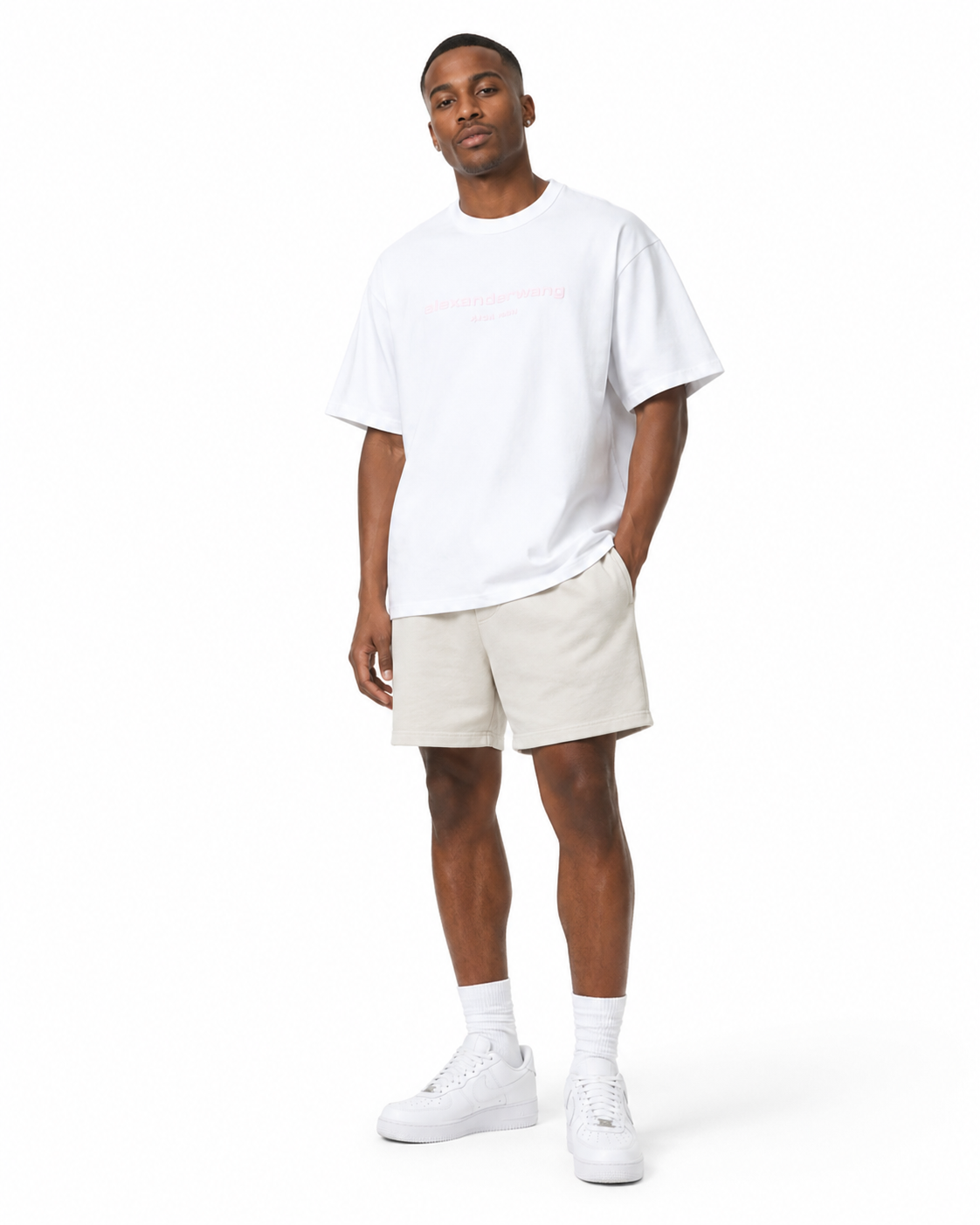 Alexander Wang 26SS Foam White Letter Short Sleeve