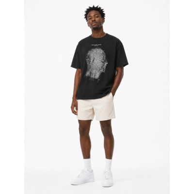 Alexander Wang AW Logo Crystal Letter Human Head Graphic Print Short Sleeve T-Shirt 01