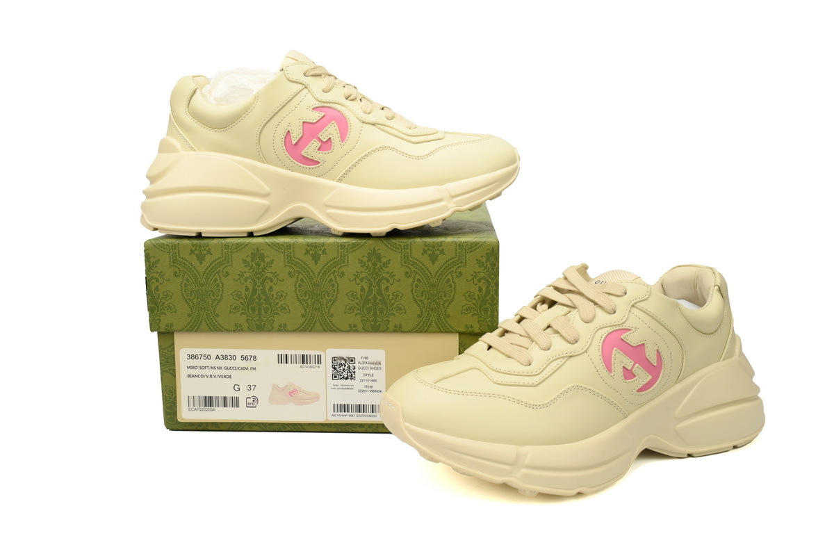 Batman Pink Gucci Rhyton Leather Round Toe Lace-up Sneaker