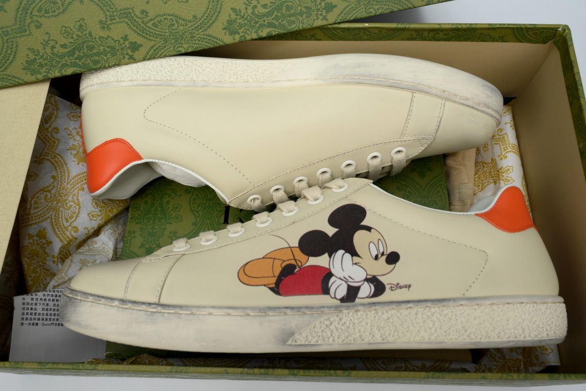 Beige Rat Year Limited GUCCI ACE E Disney Mickey Print Fashion Sneaker