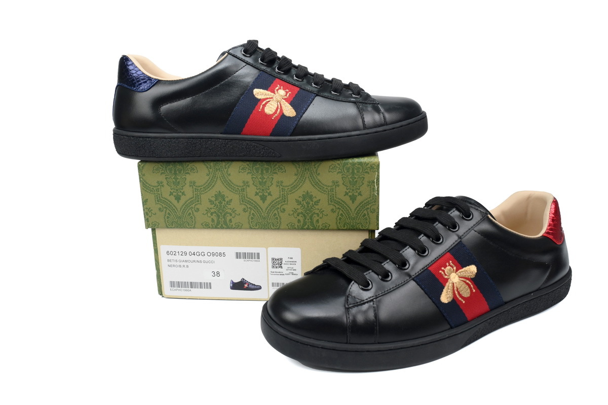 Black Bee GUCCI ACE E Bee Embroidery Fashion Sneaker