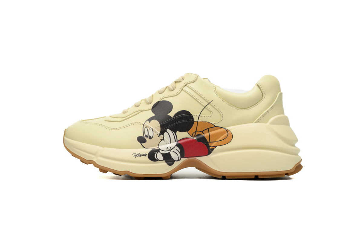 Disney x Gucci Rhyton Mickey Print Round Toe Lace-up Sneaker