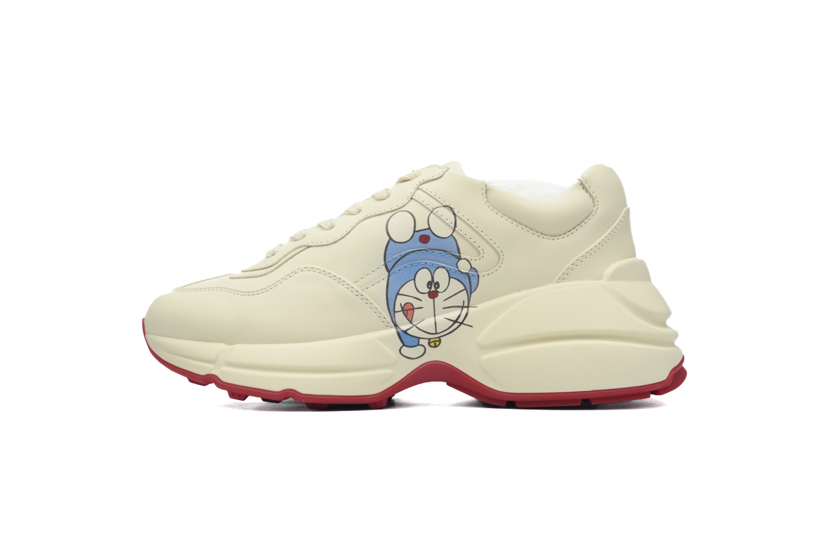 Doraemon Gucci Rhyton Synthetic Leather Crossover Round Toe Lace-up Sneaker