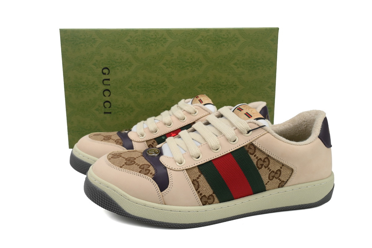 Ebony Brown Gucci Screener Low-top Lace-up Fashion Sneakers Gucci Brown