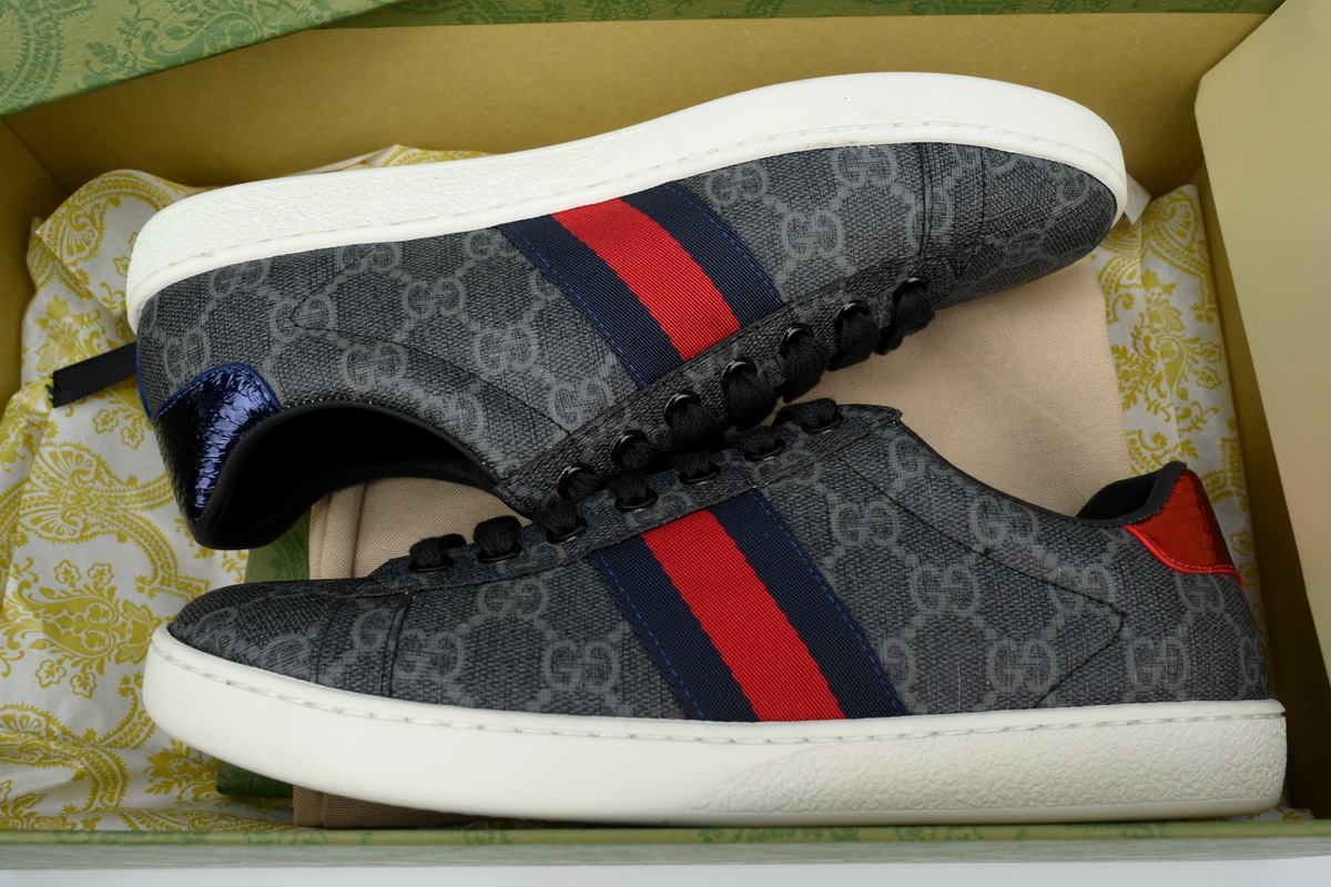 GG Canvas Black GUCCI ACE E GG Supreme Casual Fashion Sneaker