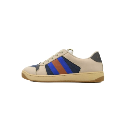 Grey Blue Gucci Screener Low-top Lace-up Fashion Sneakers 01