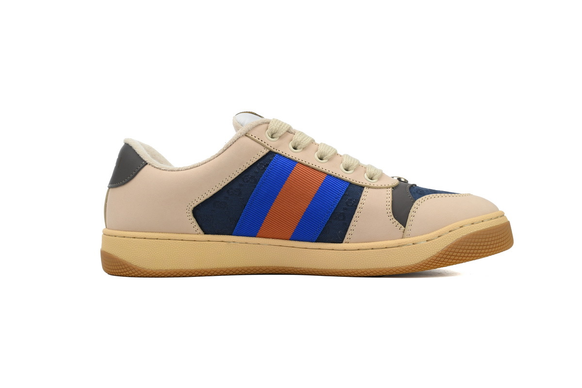 Grey Blue Gucci Screener Low-top Lace-up Fashion Sneakers